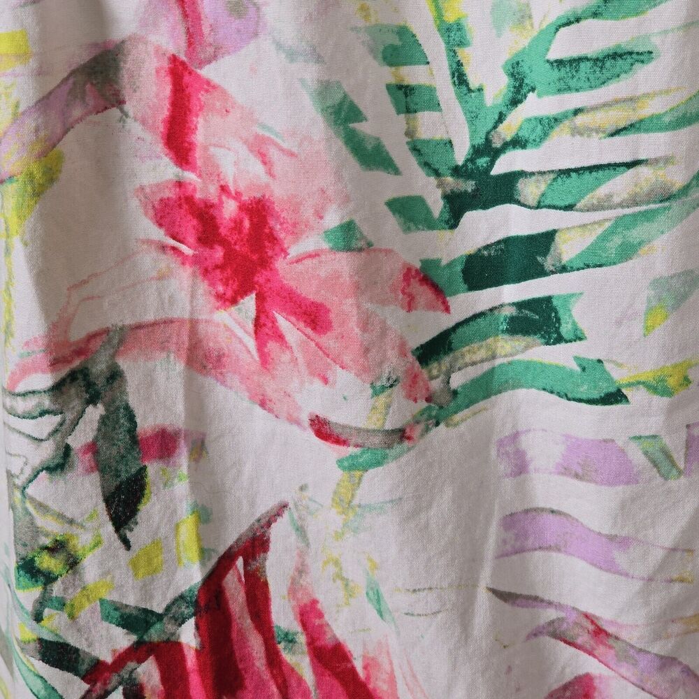 Investments White Button Front Blouse Watercolor Floral Tropical Designs Size 14 - Picture 4 of 6